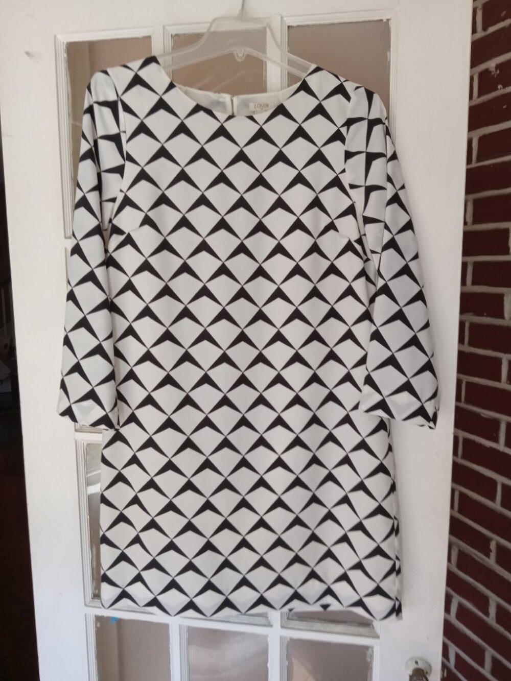 J. Crew Black & Ivory Geometric Print Sheath Dress